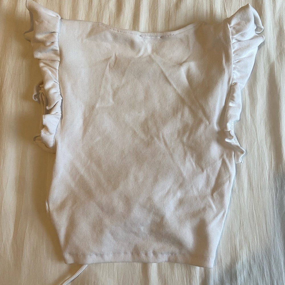 Zara White Ruffled Top - Picture 2 of 3